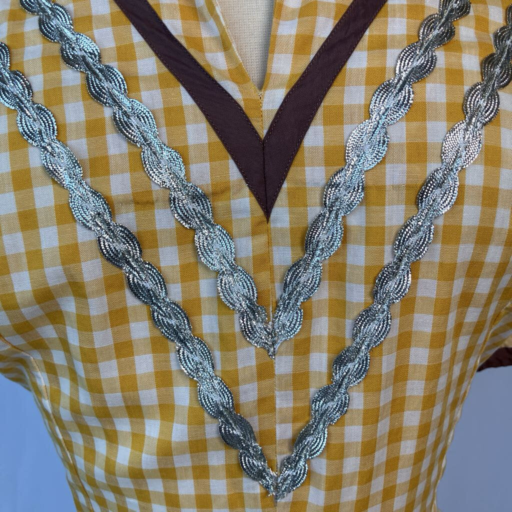 1950s Yellow Checkered Square Dance Dress