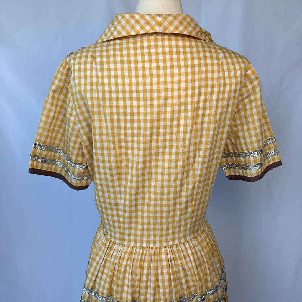 1950s Yellow Checkered Square Dance Dress