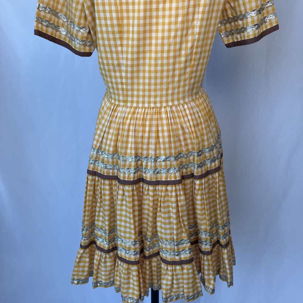 1950s Yellow Checkered Square Dance Dress