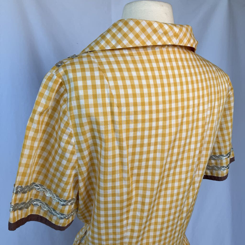 1950s Yellow Checkered Square Dance Dress