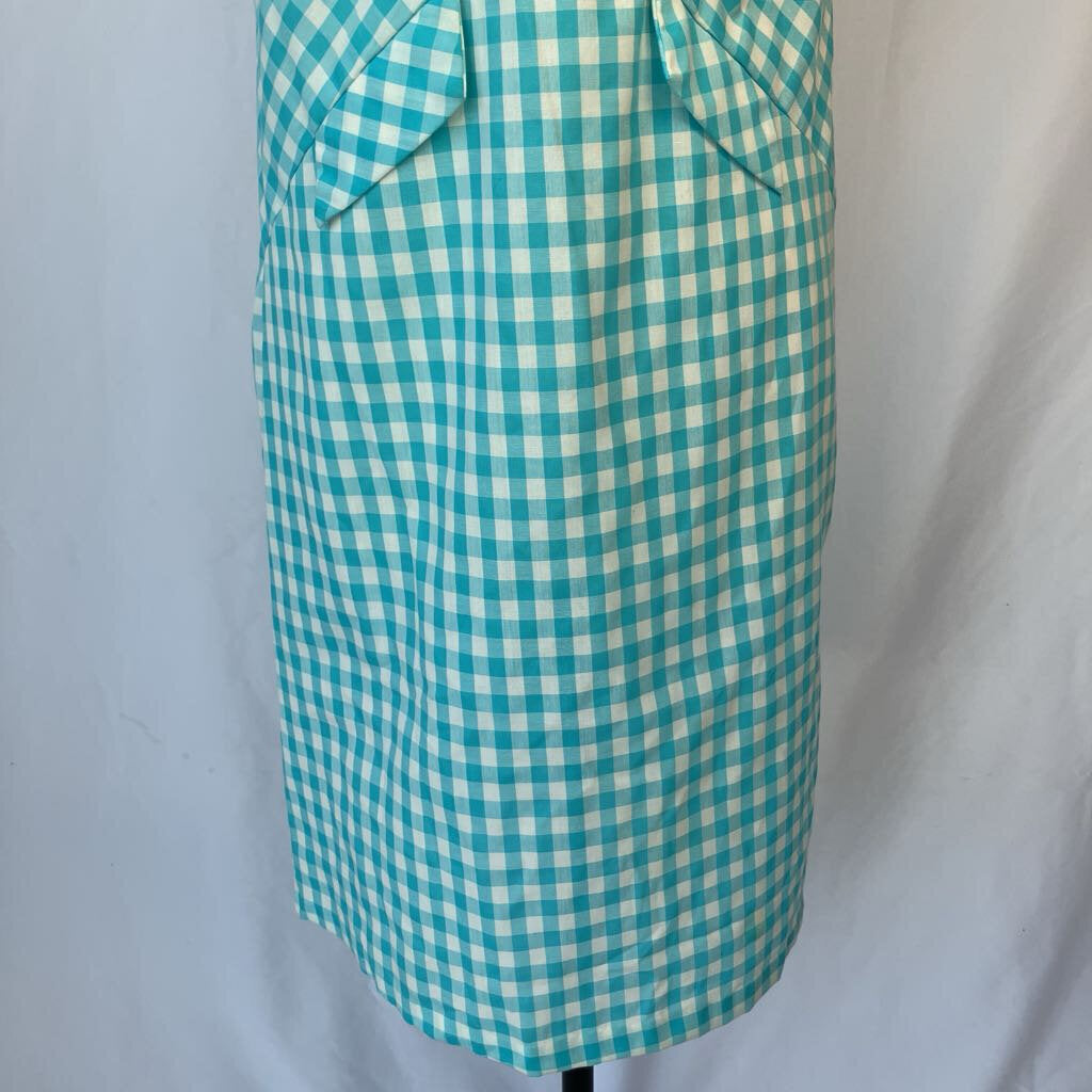 1960s Blue Gingham Shift Dress