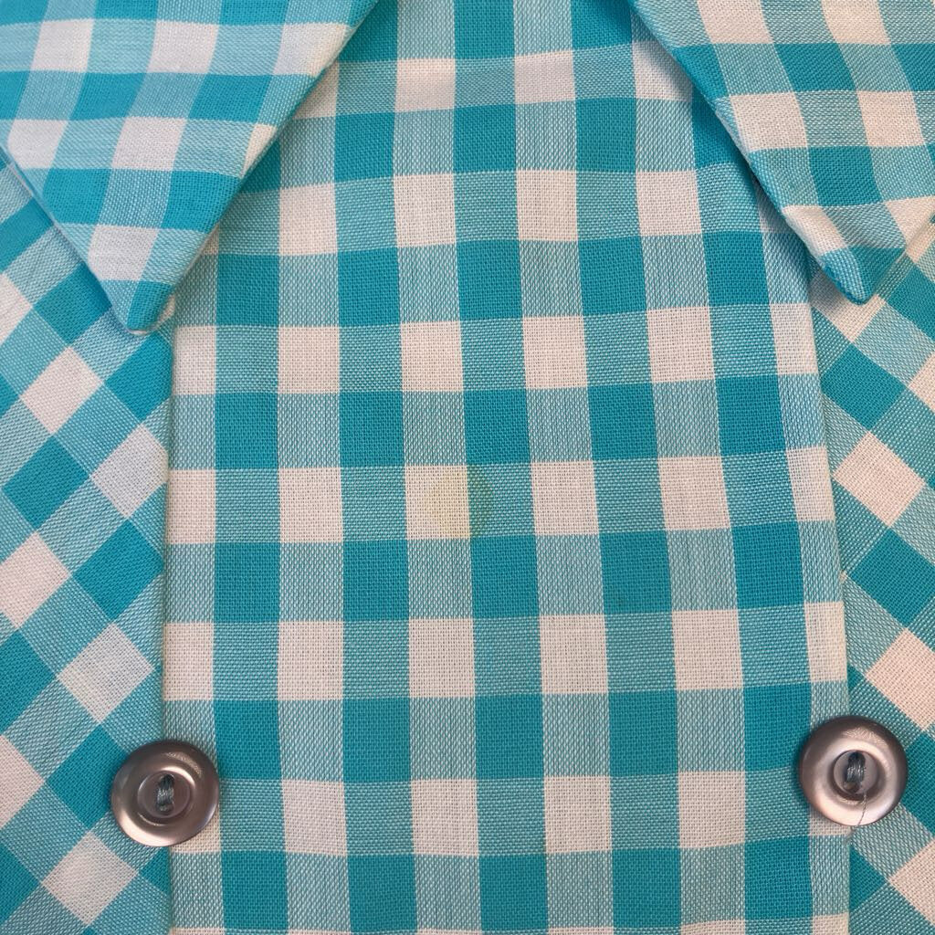 1960s Blue Gingham Shift Dress