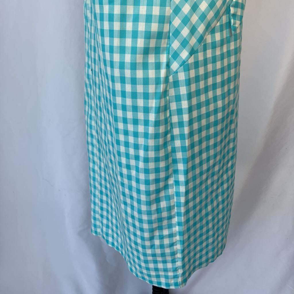 1960s Blue Gingham Shift Dress