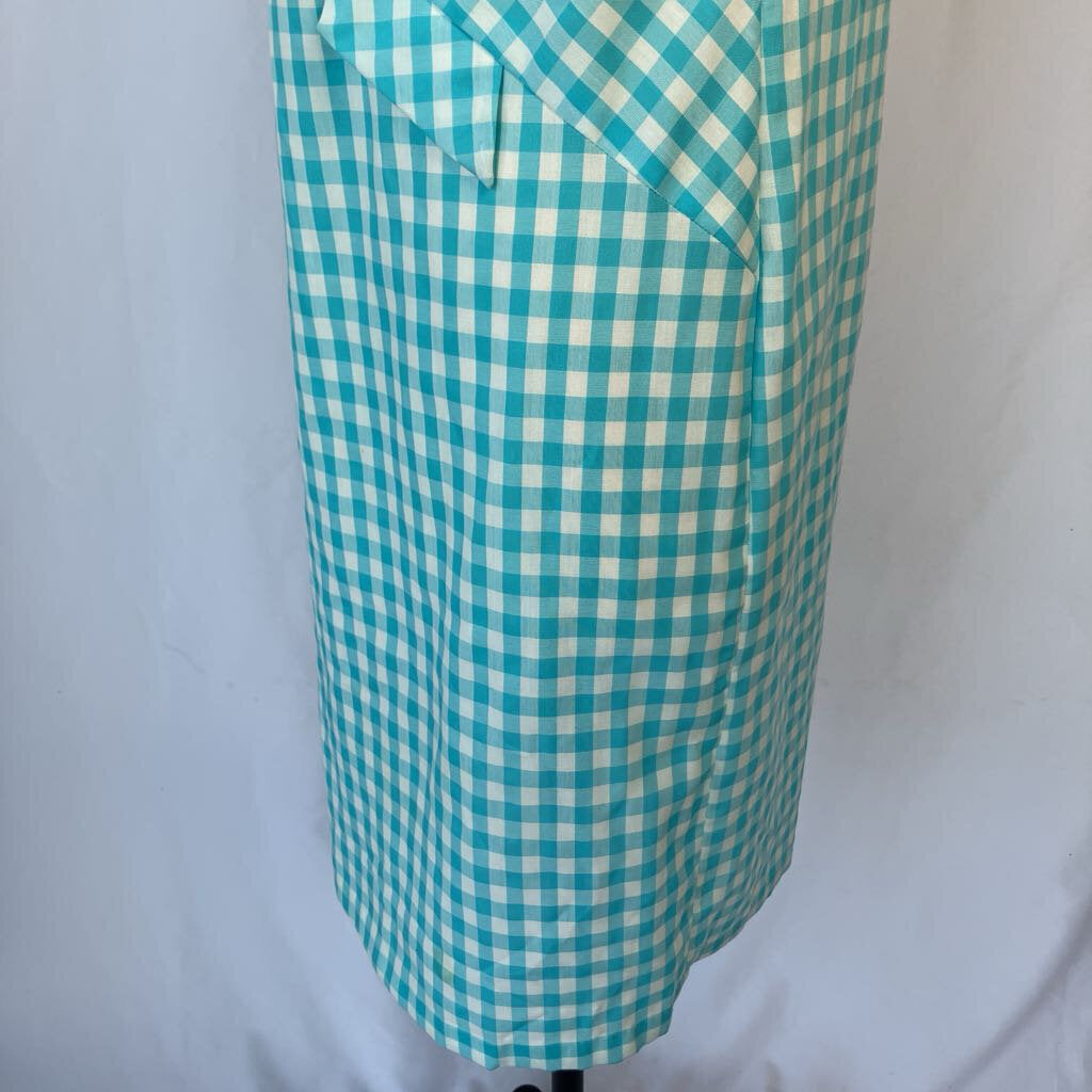 1960s Blue Gingham Shift Dress