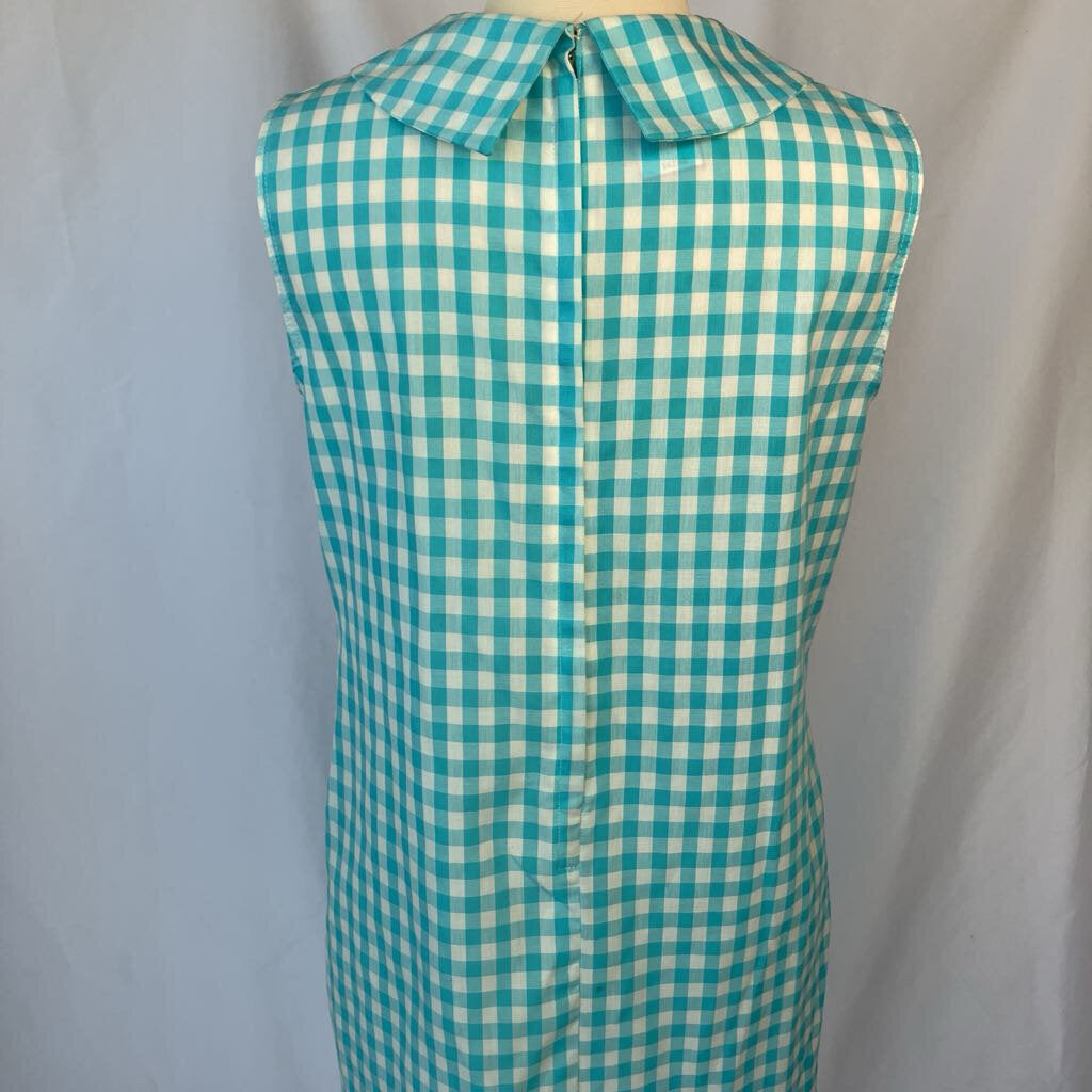1960s Blue Gingham Shift Dress