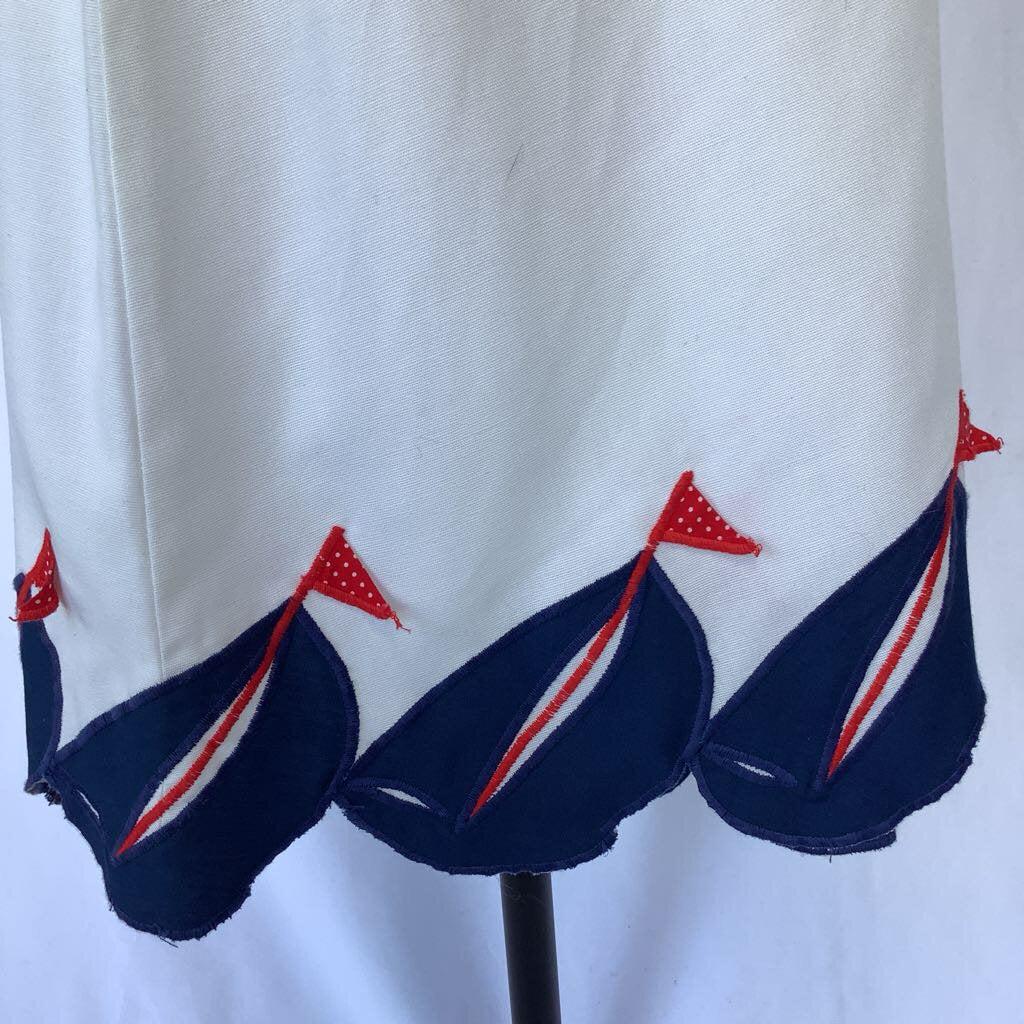 1970s White Wrap Skirt with Ships