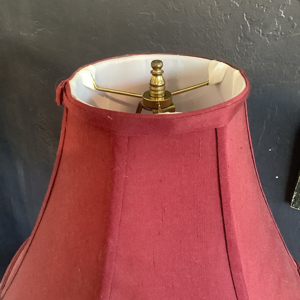 Vintage Pink Glass Lamp with Flowers
