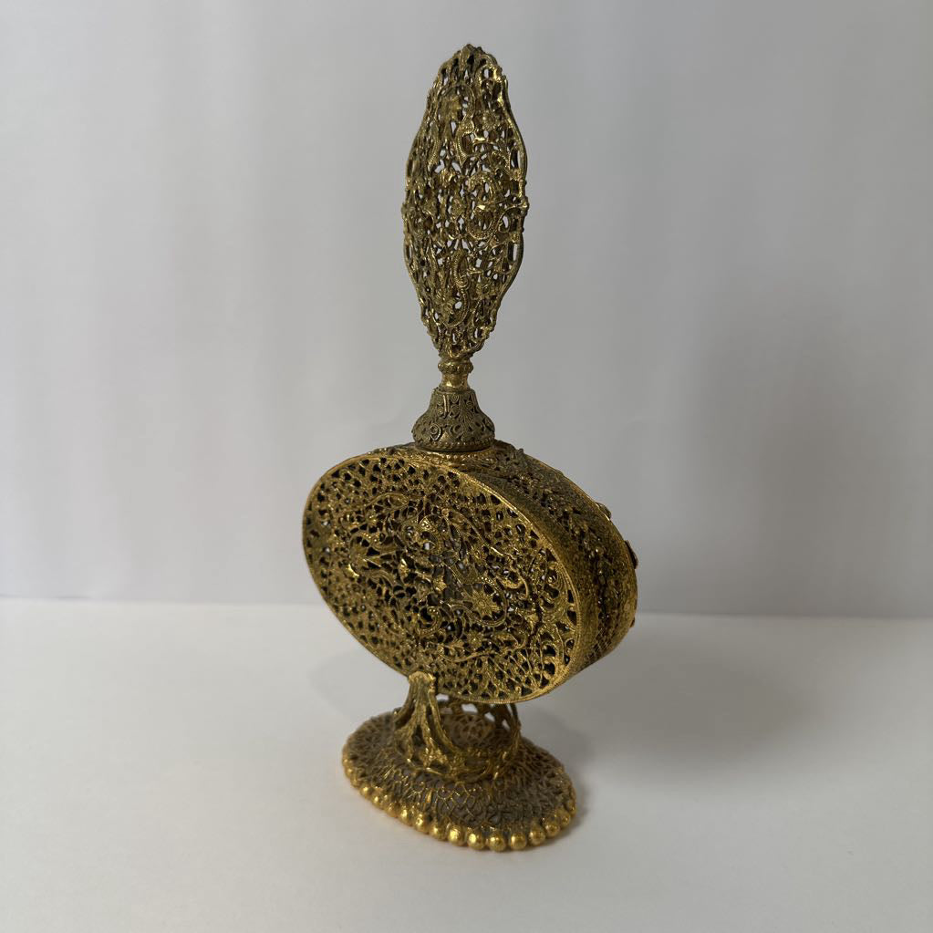 Vintage Ormolu Filigree Perfume Bottle