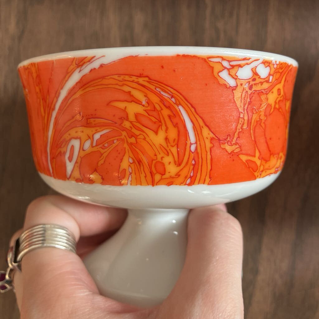 1960s Set of Footed Ceramic Ice Cream Bowls