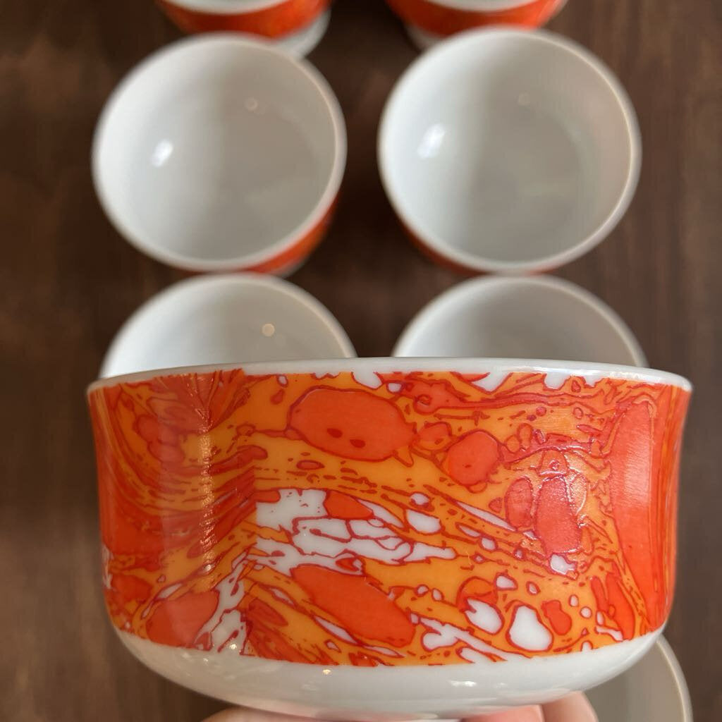 1960s Set of Footed Ceramic Ice Cream Bowls