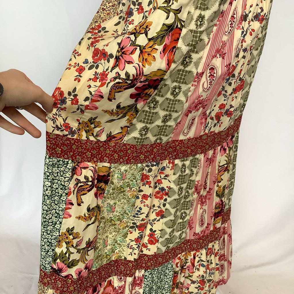 70s Patchwork Long Maxi Skirt