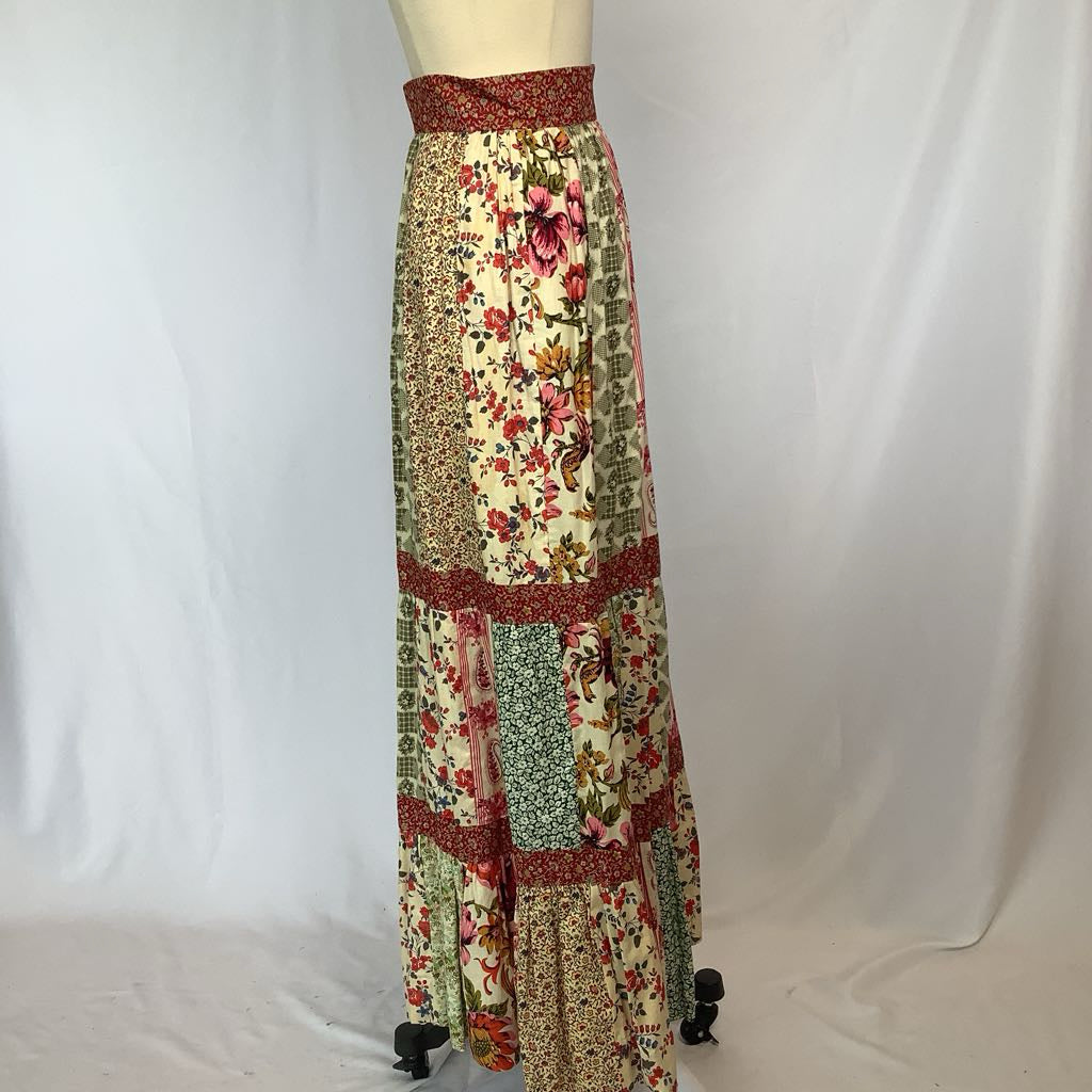 70s Patchwork Long Maxi Skirt