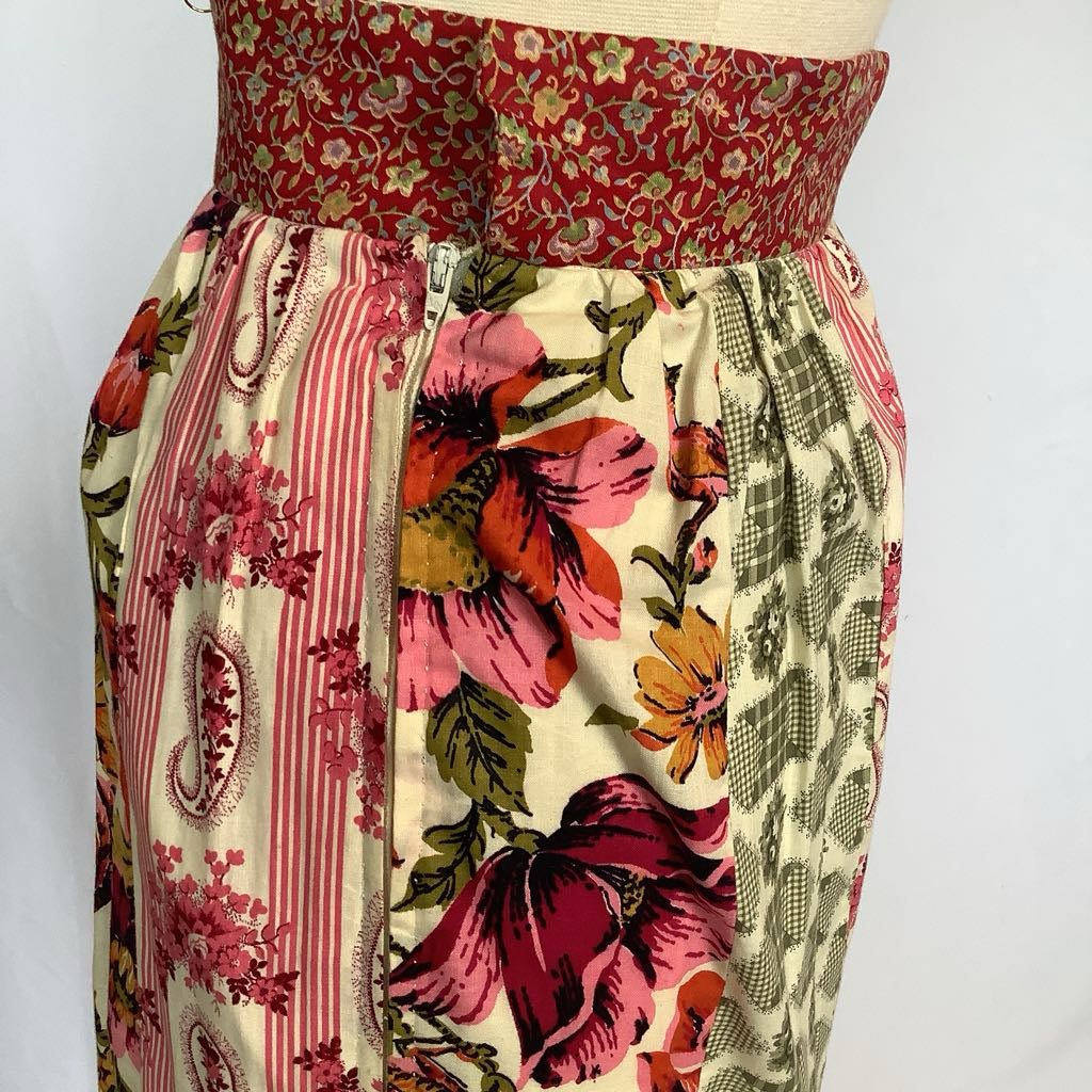 70s Patchwork Long Maxi Skirt