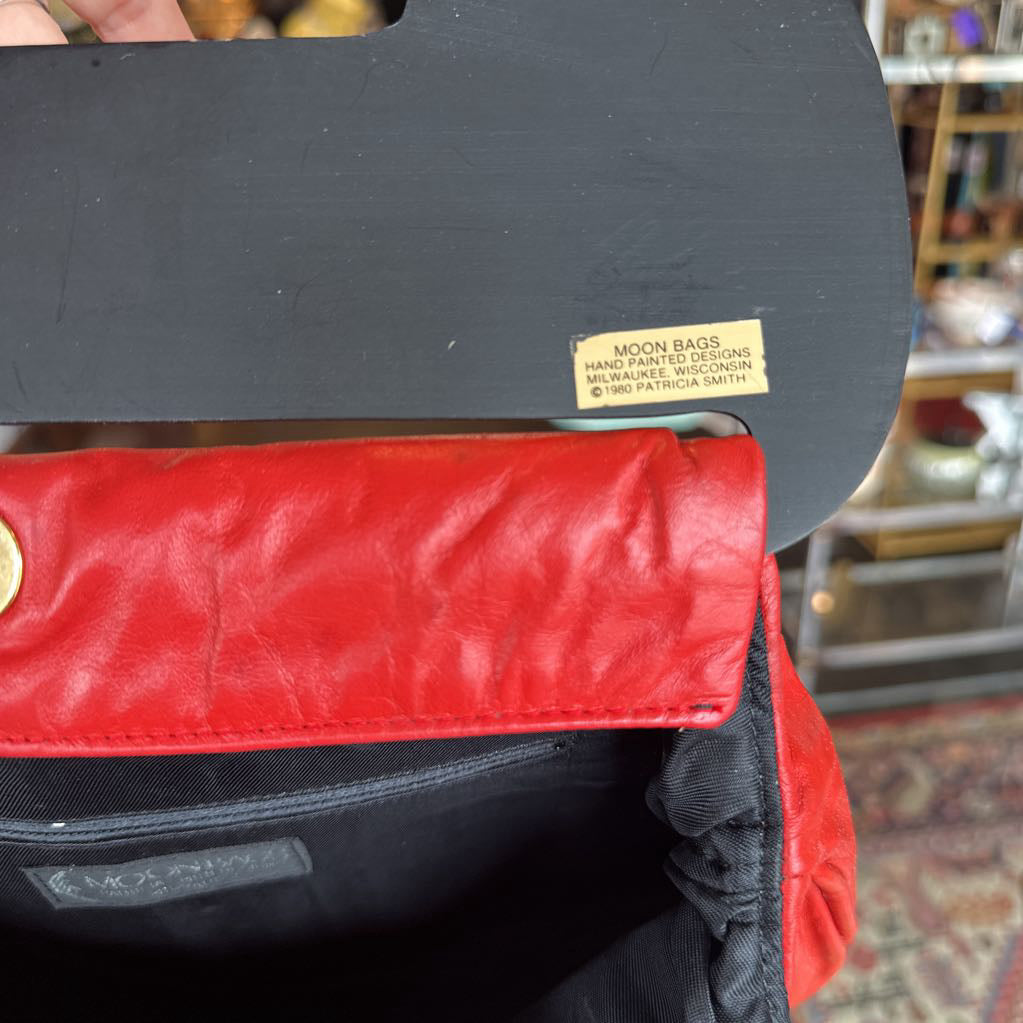 1980s Hand Painted Poppy "Moon Bag'
