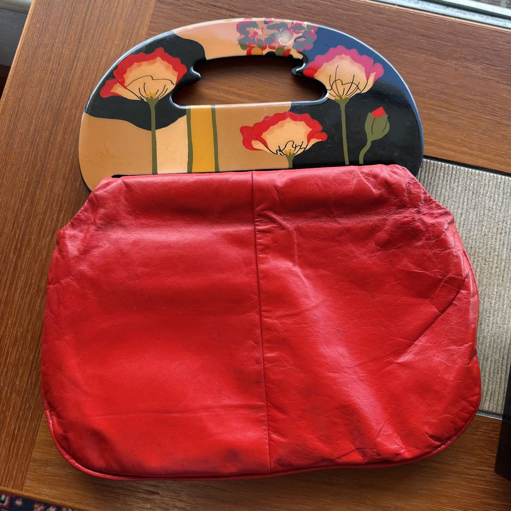 1980s Hand Painted Poppy "Moon Bag'