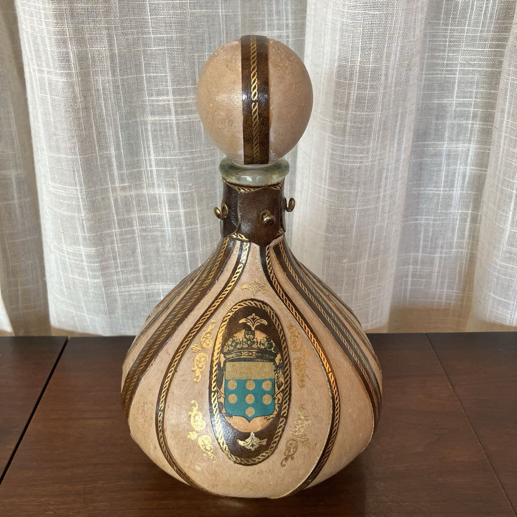 Vintage Leather Decanter with Glasses