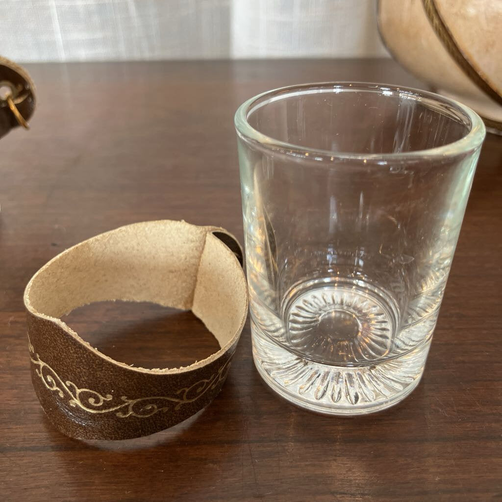 Vintage Leather Decanter with Glasses