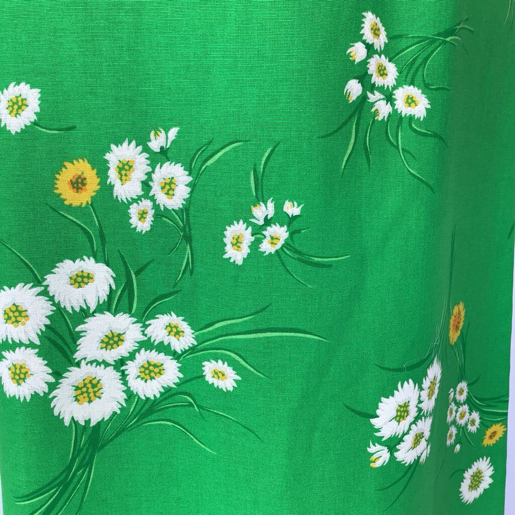 1970s Kelly Green Floral Maxi Wrap Skirt