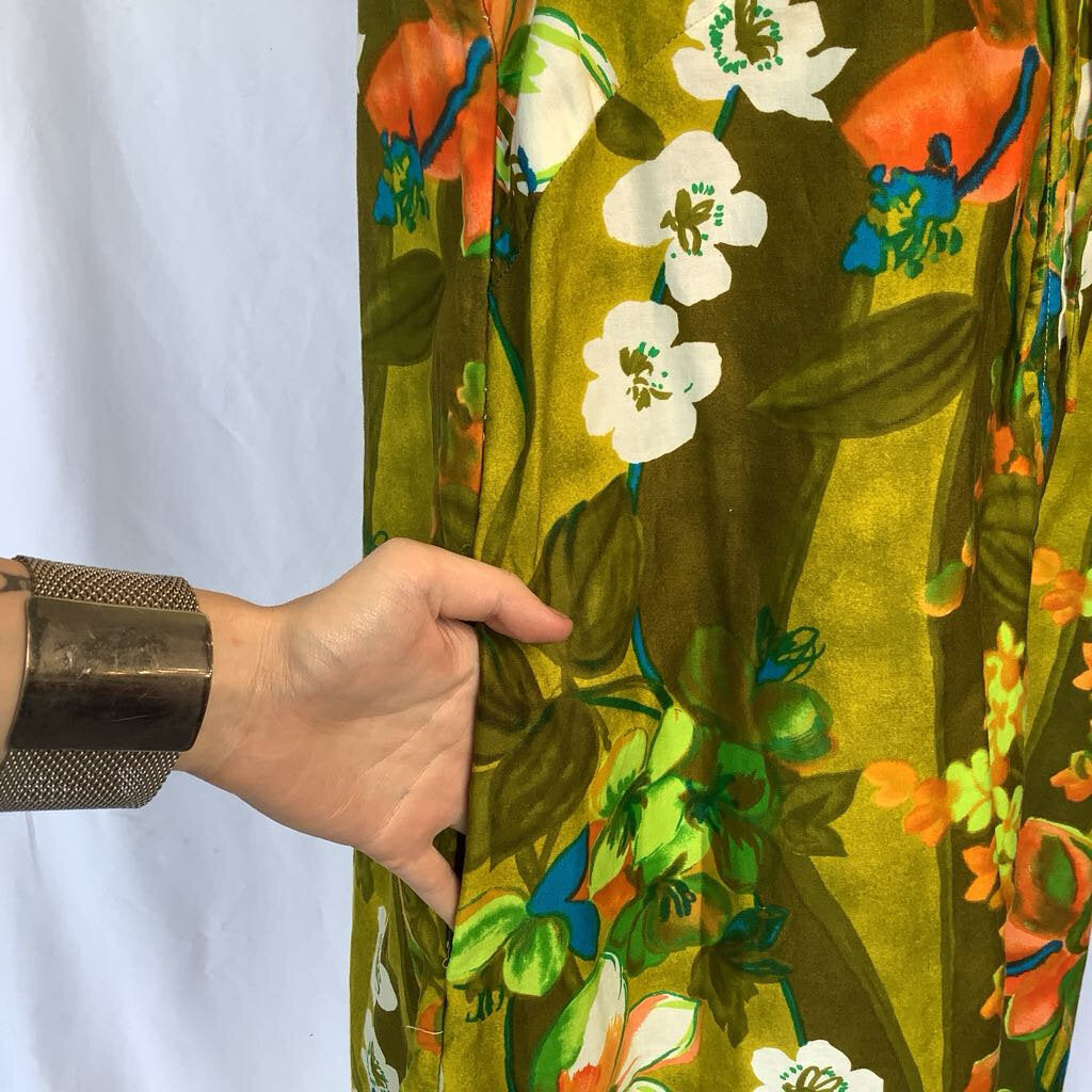 1960s Topical Cotton Front Zip Shift
