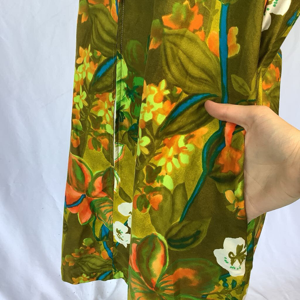 1960s Topical Cotton Front Zip Shift