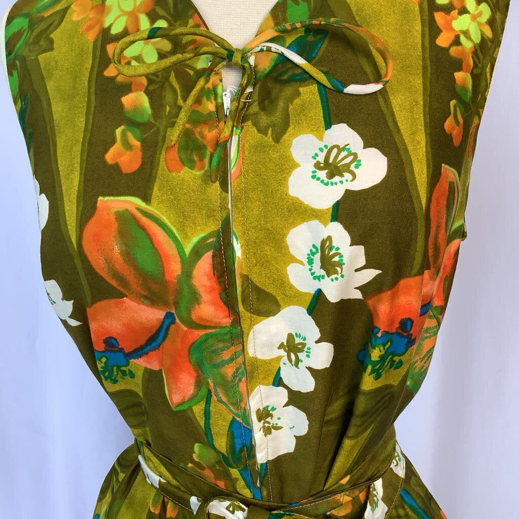 1960s Topical Cotton Front Zip Shift
