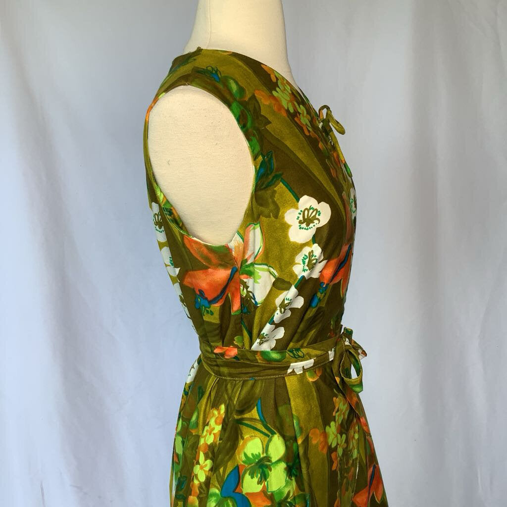 1960s Topical Cotton Front Zip Shift