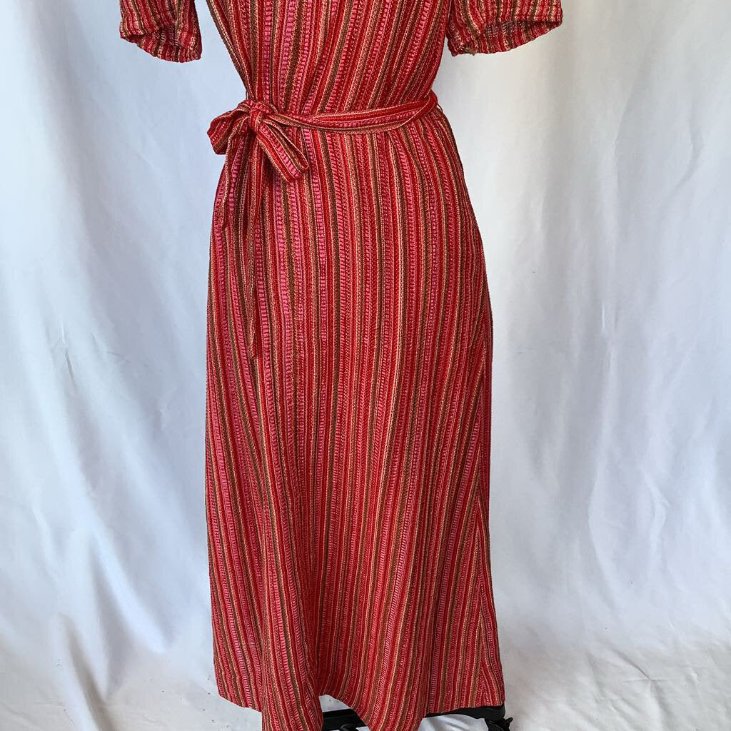 70s Handmade Woven Stripe Maxi Dress
