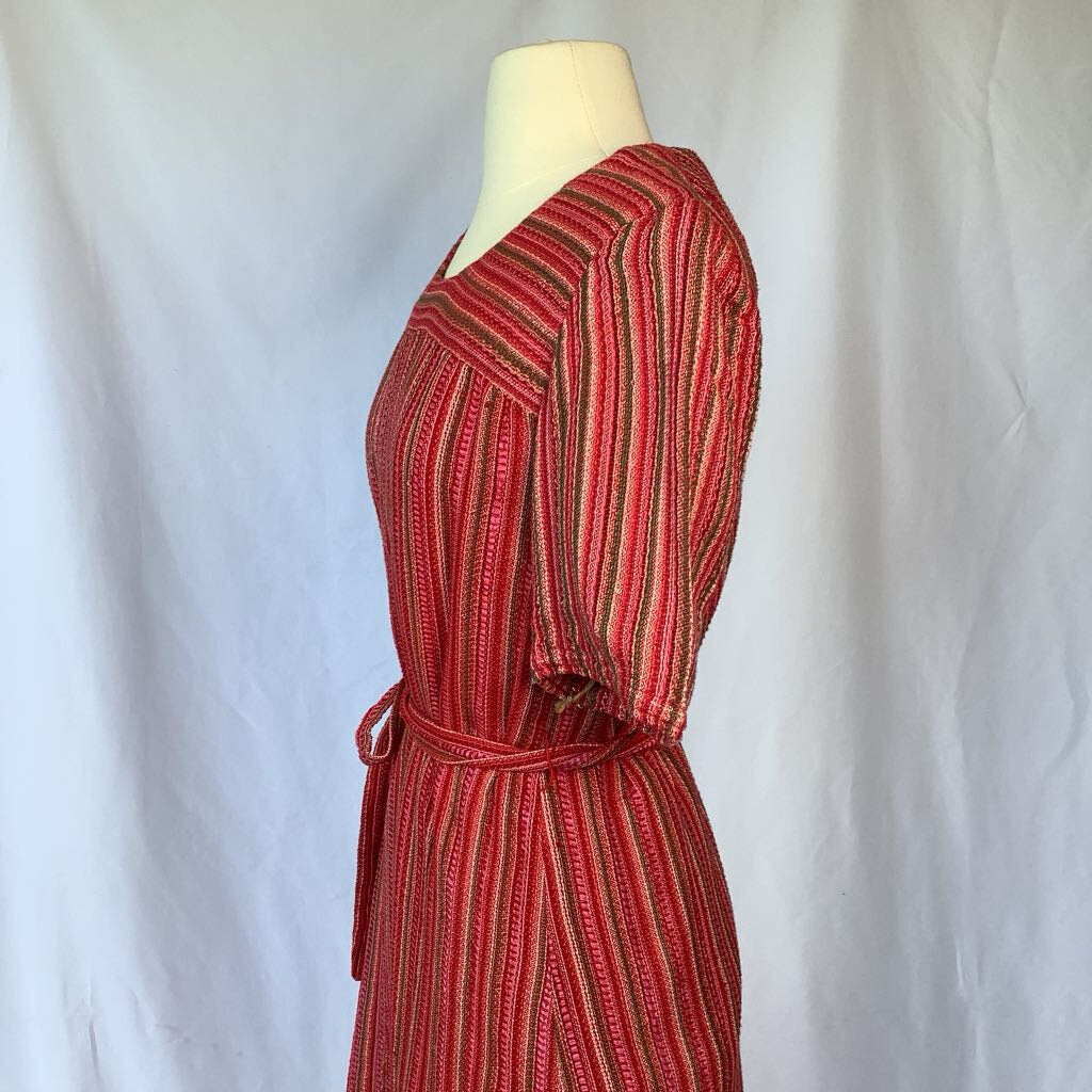 70s Handmade Woven Stripe Maxi Dress