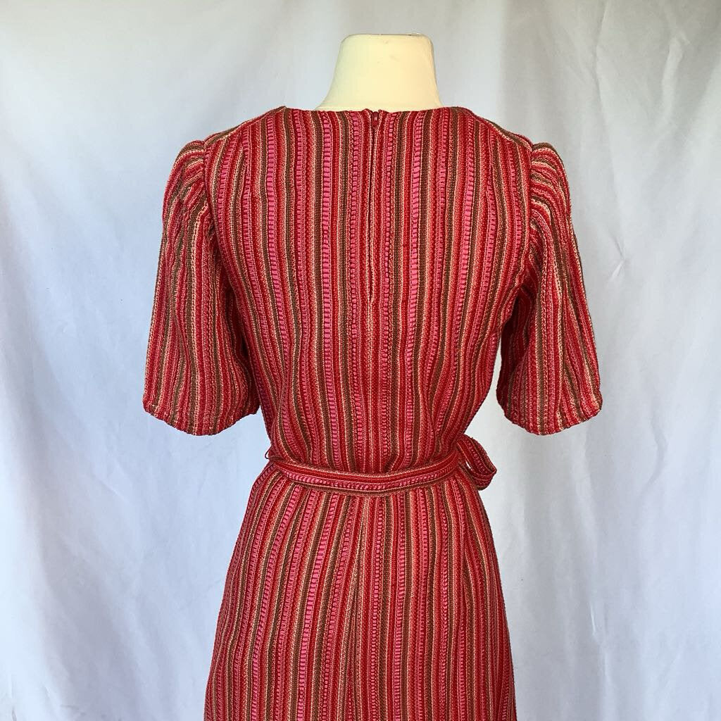 70s Handmade Woven Stripe Maxi Dress
