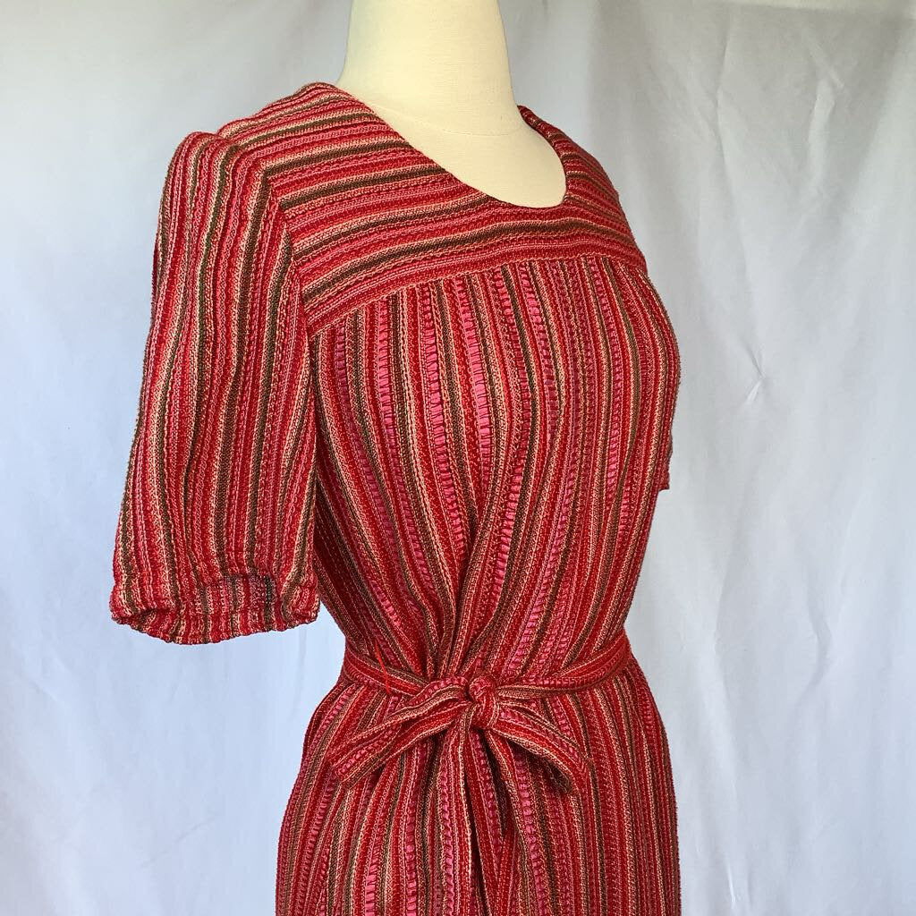 70s Handmade Woven Stripe Maxi Dress