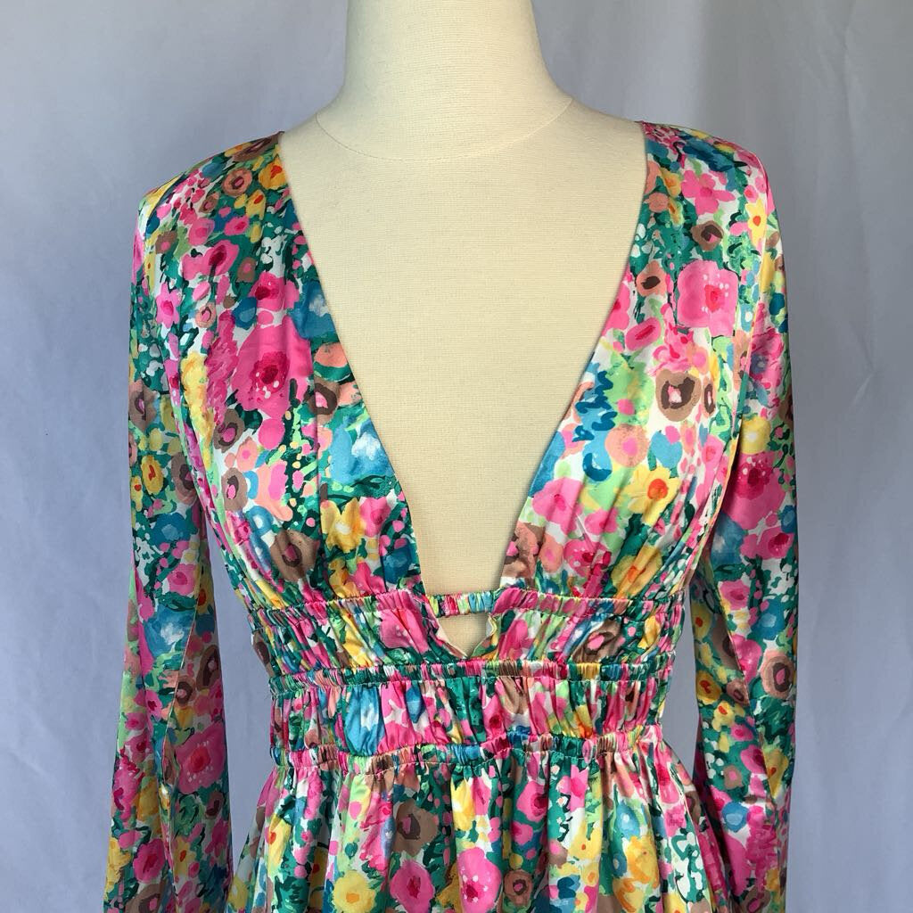 Flower Mini V-neck Dress