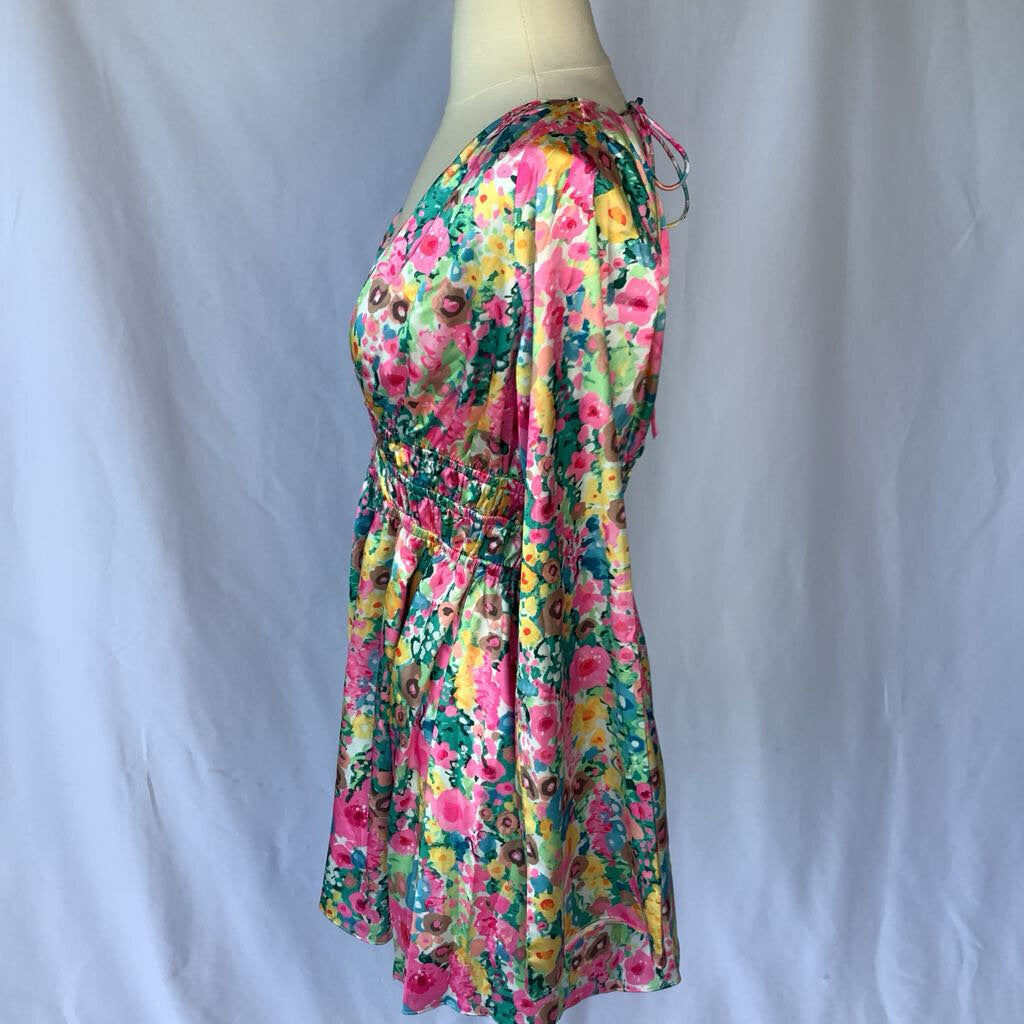 Flower Mini V-neck Dress