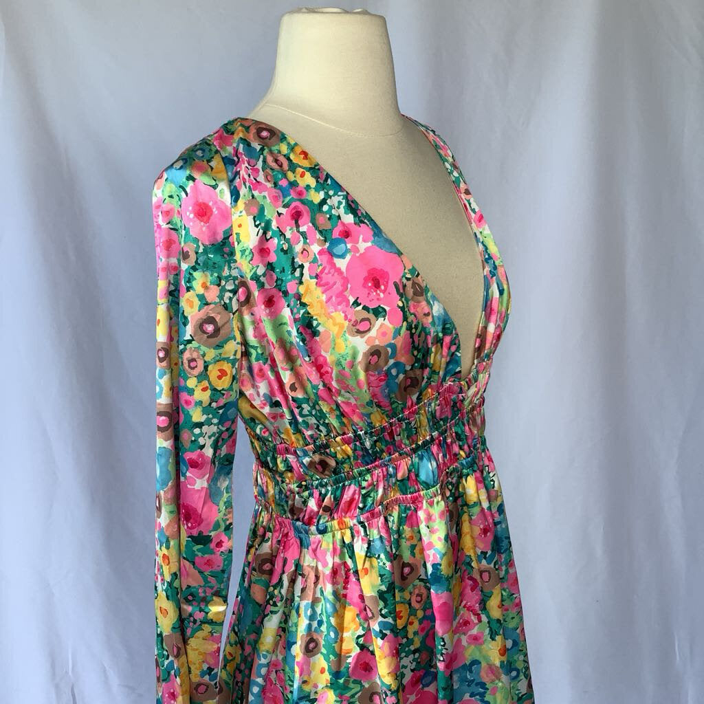Flower Mini V-neck Dress