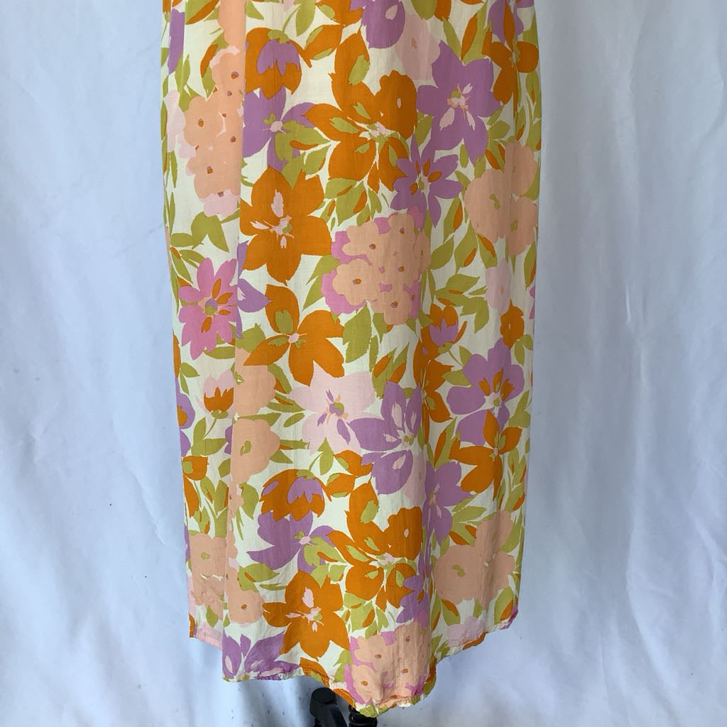 Modern Orange, Pink, Purple Floral Summer Maxi