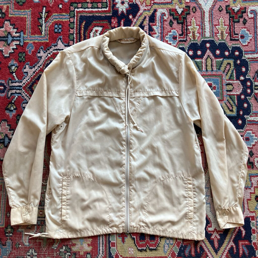 Vintage White Stag Windbreaker with Hoodie