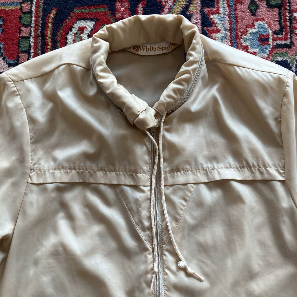 Vintage White Stag Windbreaker with Hoodie