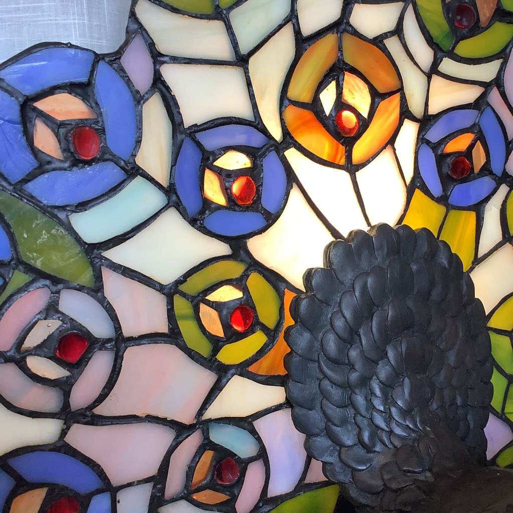 Stained Glass Peacock Lamp