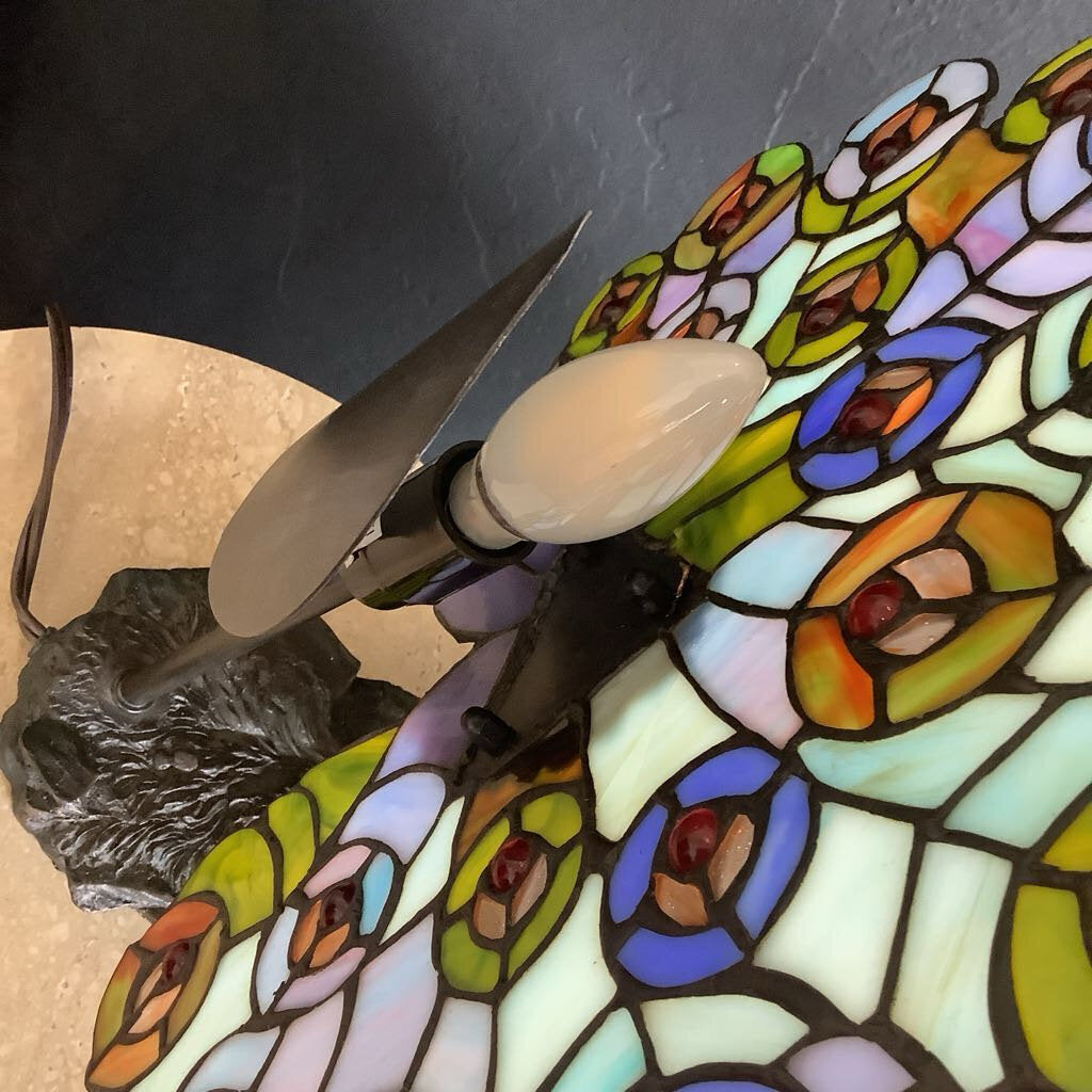 Stained Glass Peacock Lamp