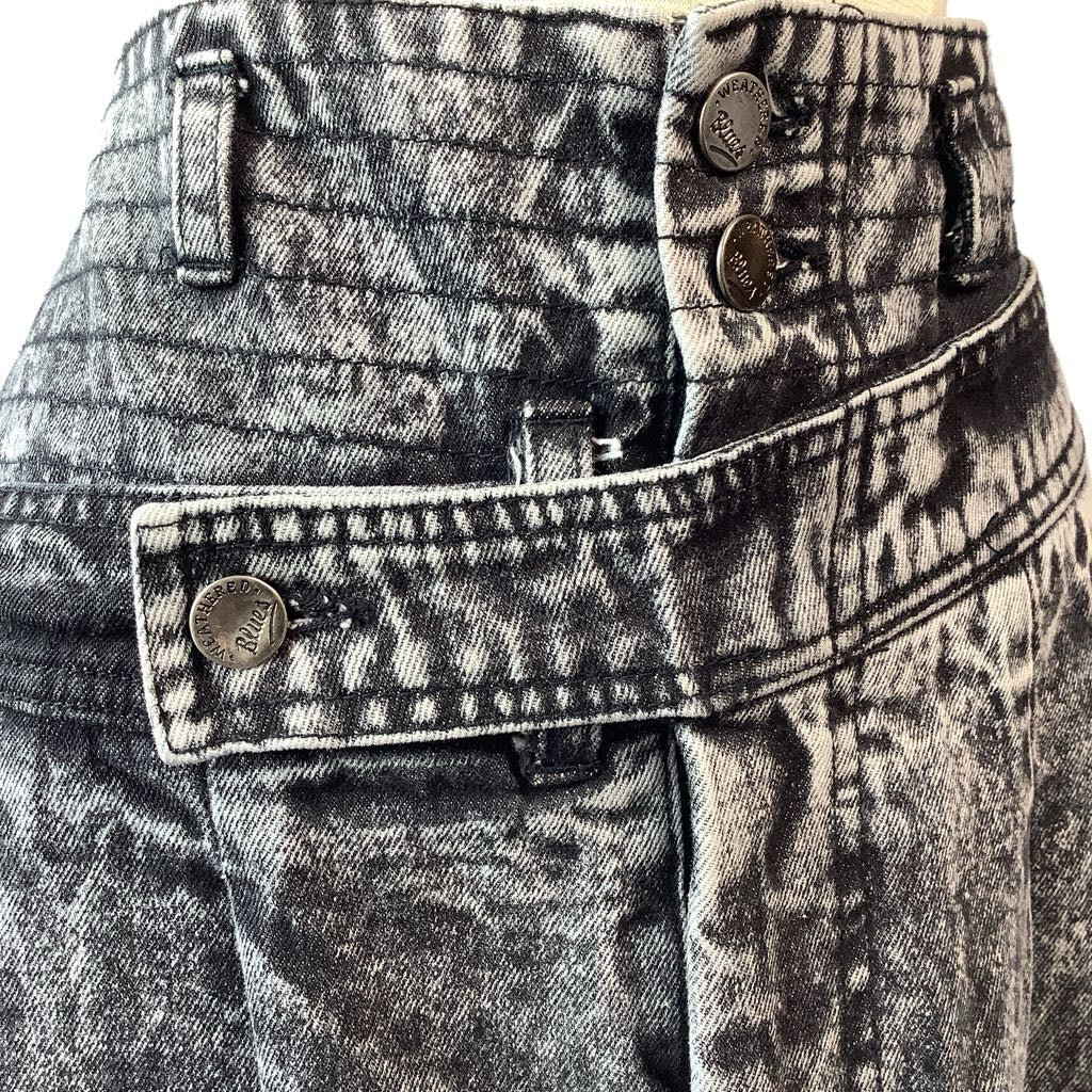 1980s Weathered Blues Acid Wash Denim Pencil Skirt