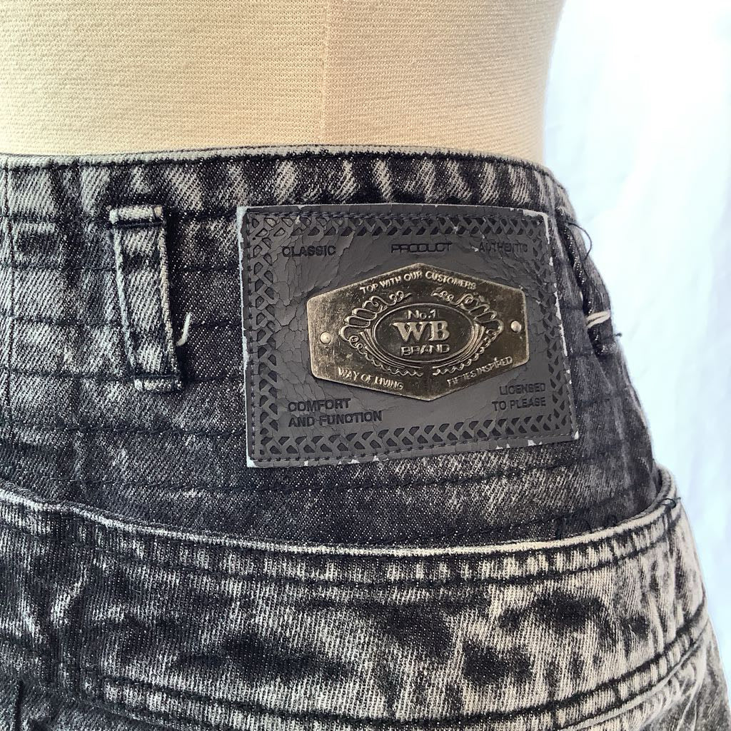 1980s Weathered Blues Acid Wash Denim Pencil Skirt