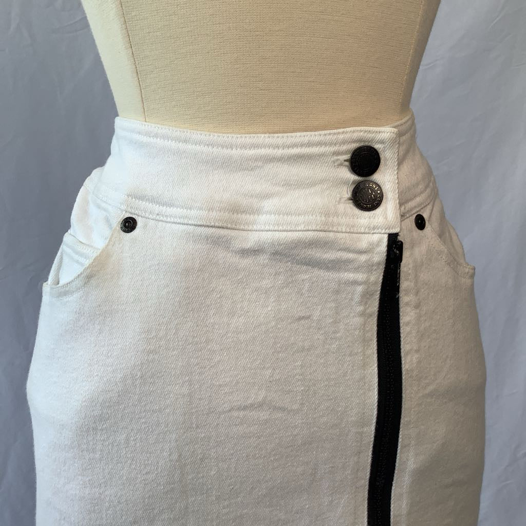 1980s DKNY Stretch Denim Zip Front Mini Skirt