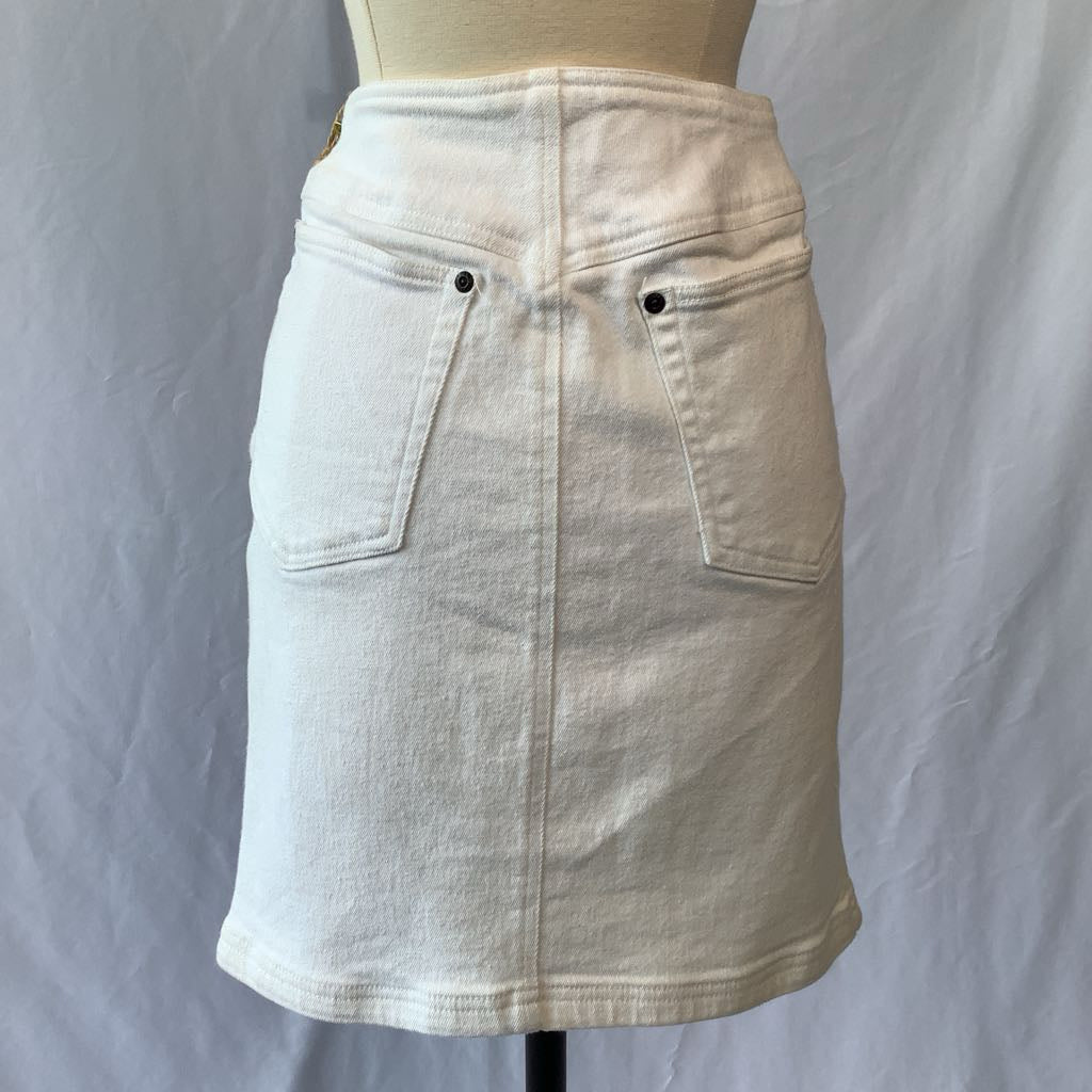 1980s DKNY Stretch Denim Zip Front Mini Skirt