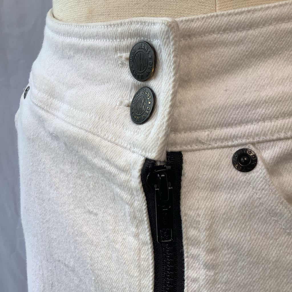 1980s DKNY Stretch Denim Zip Front Mini Skirt