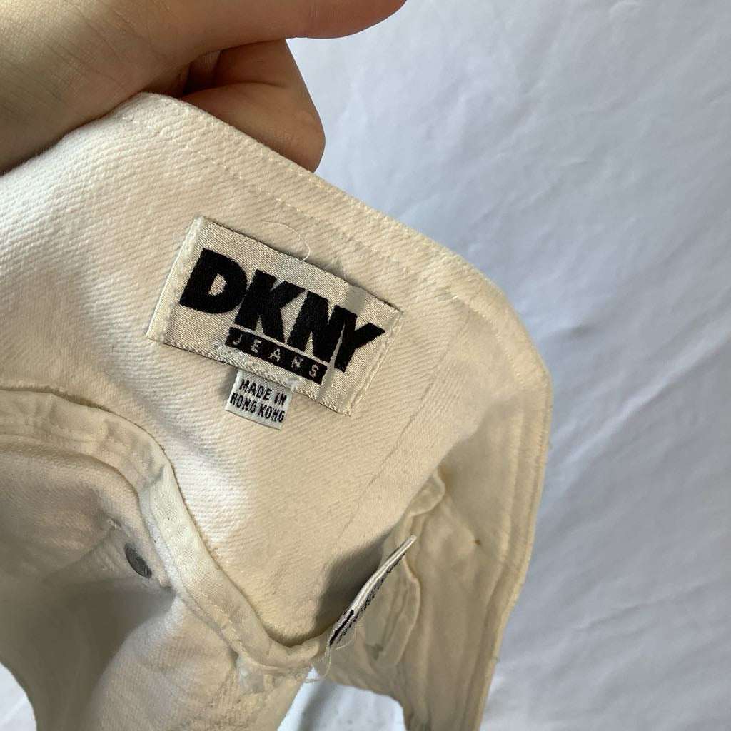 1980s DKNY Stretch Denim Zip Front Mini Skirt