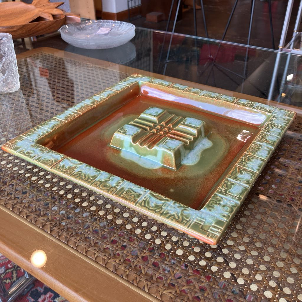 1960s Large Square Red Wing Ashtray