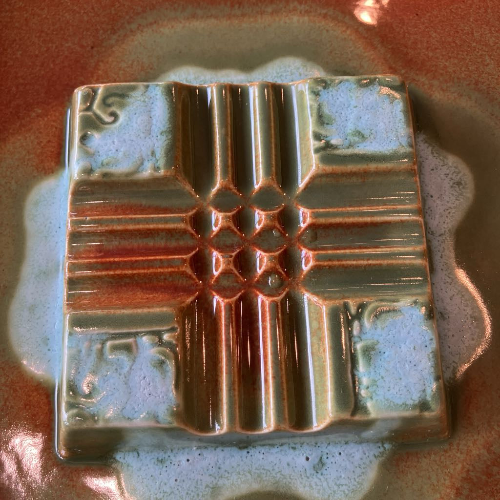 1960s Large Square Red Wing Ashtray