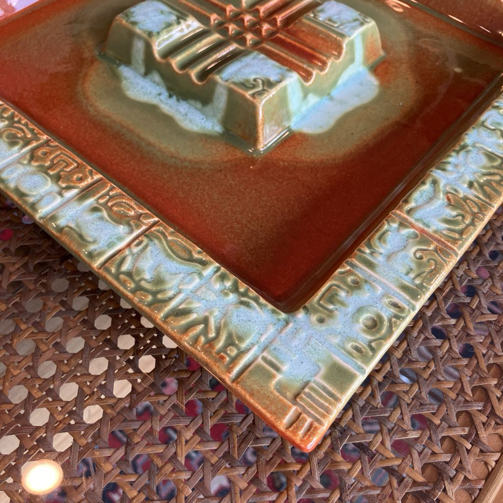 1960s Large Square Red Wing Ashtray