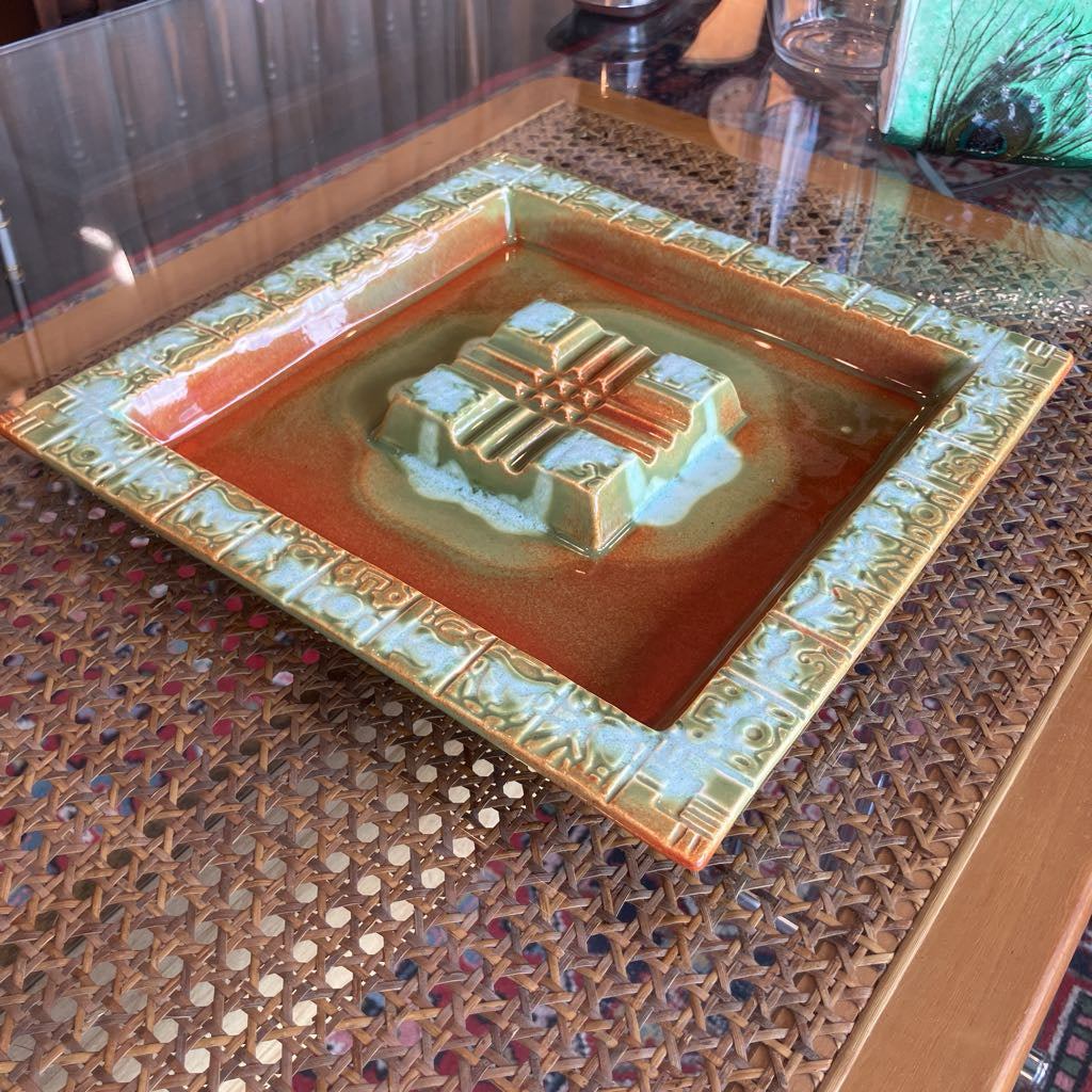 1960s Large Square Red Wing Ashtray