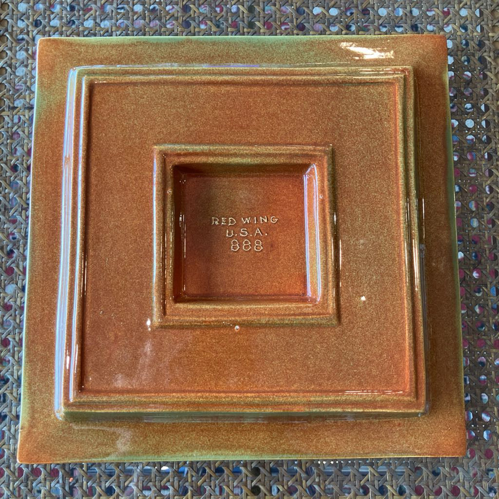 1960s Large Square Red Wing Ashtray