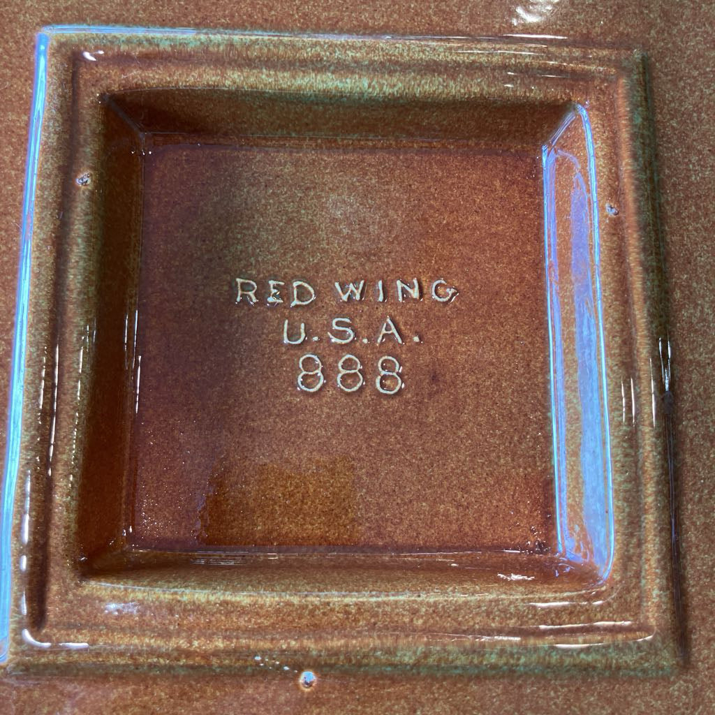 1960s Large Square Red Wing Ashtray